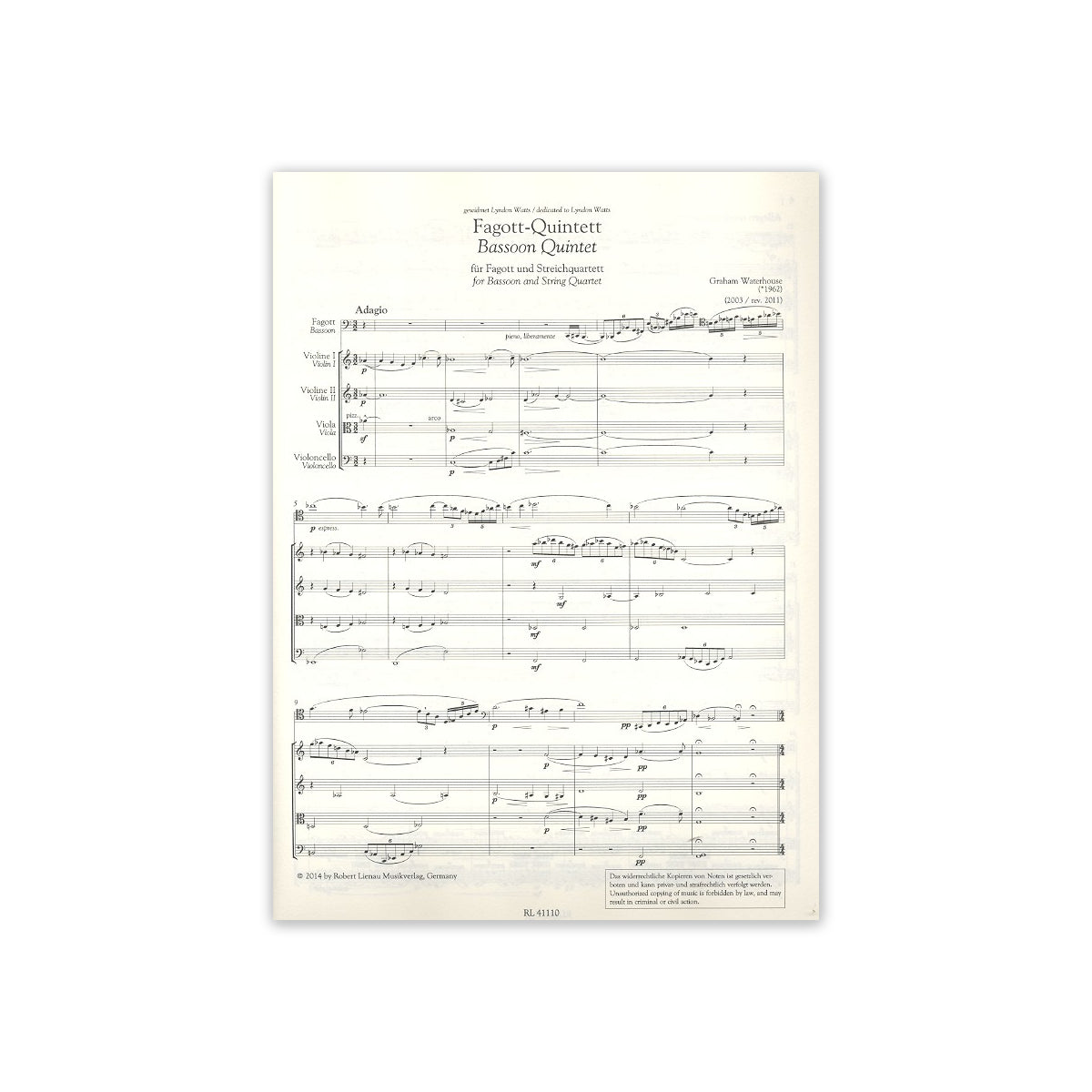 Waterhouse, Fagott-Quintett