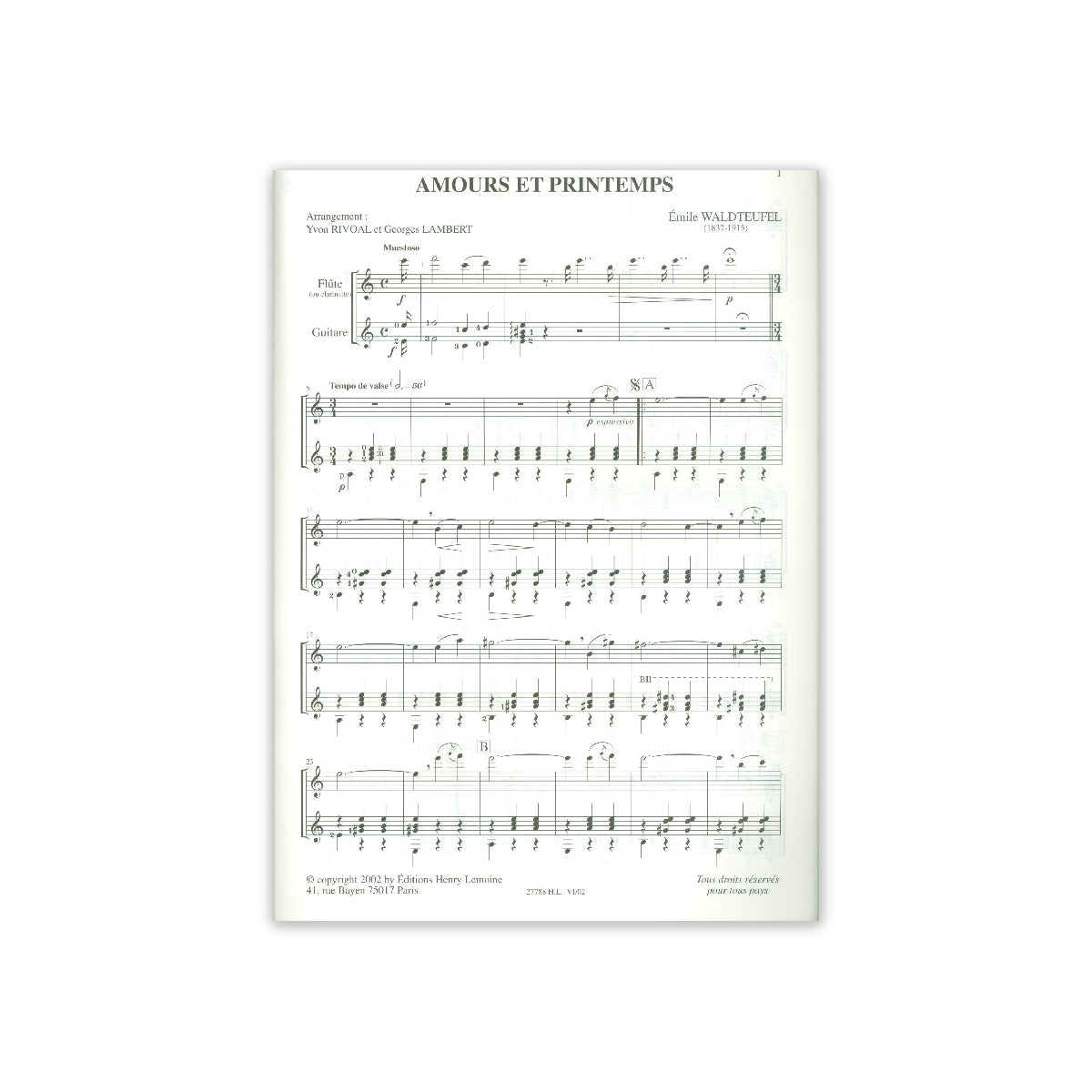 Waldteufel, Amours - Klar. & Gitarre View 1