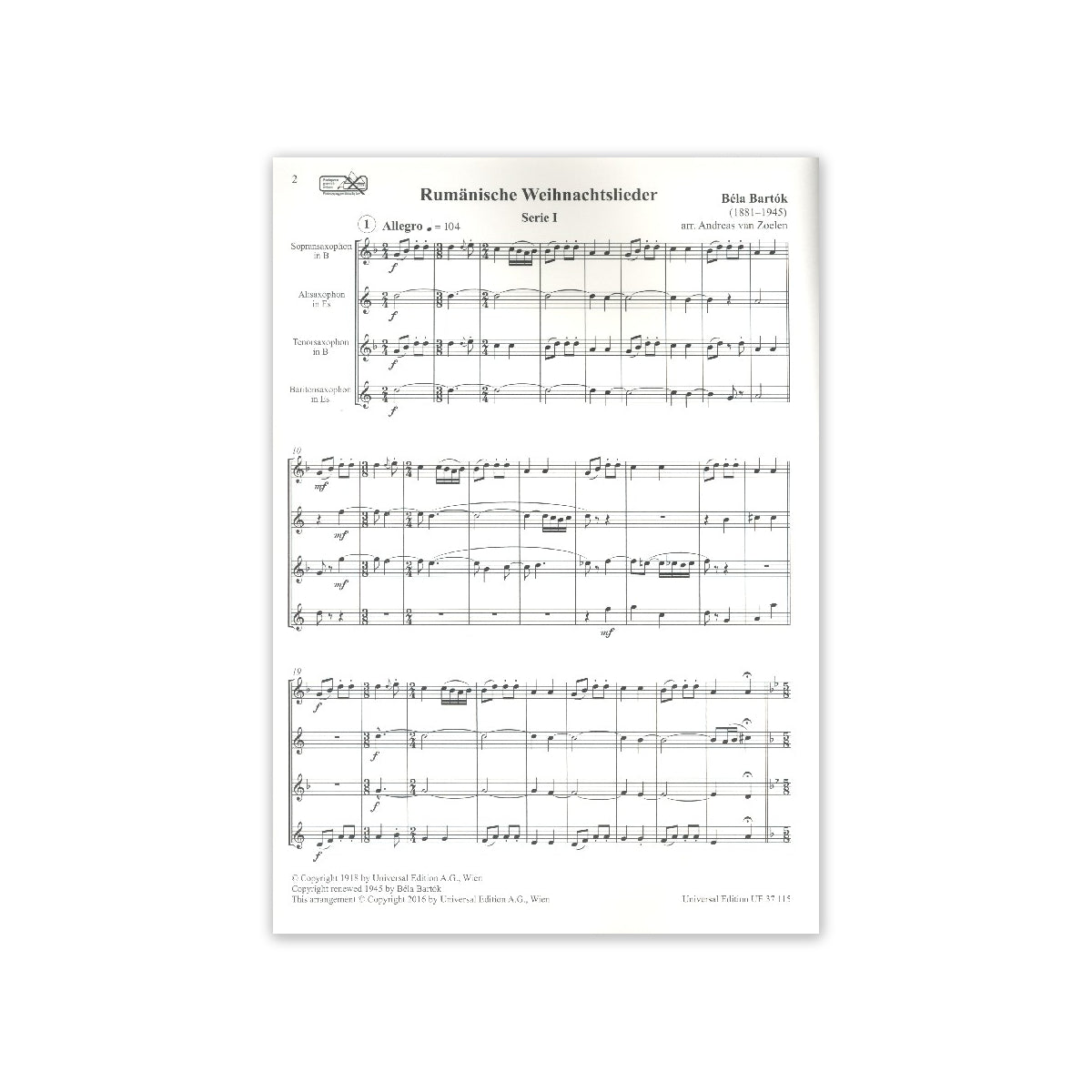 Bartok, Rumänische Weihnachtslieder View 1