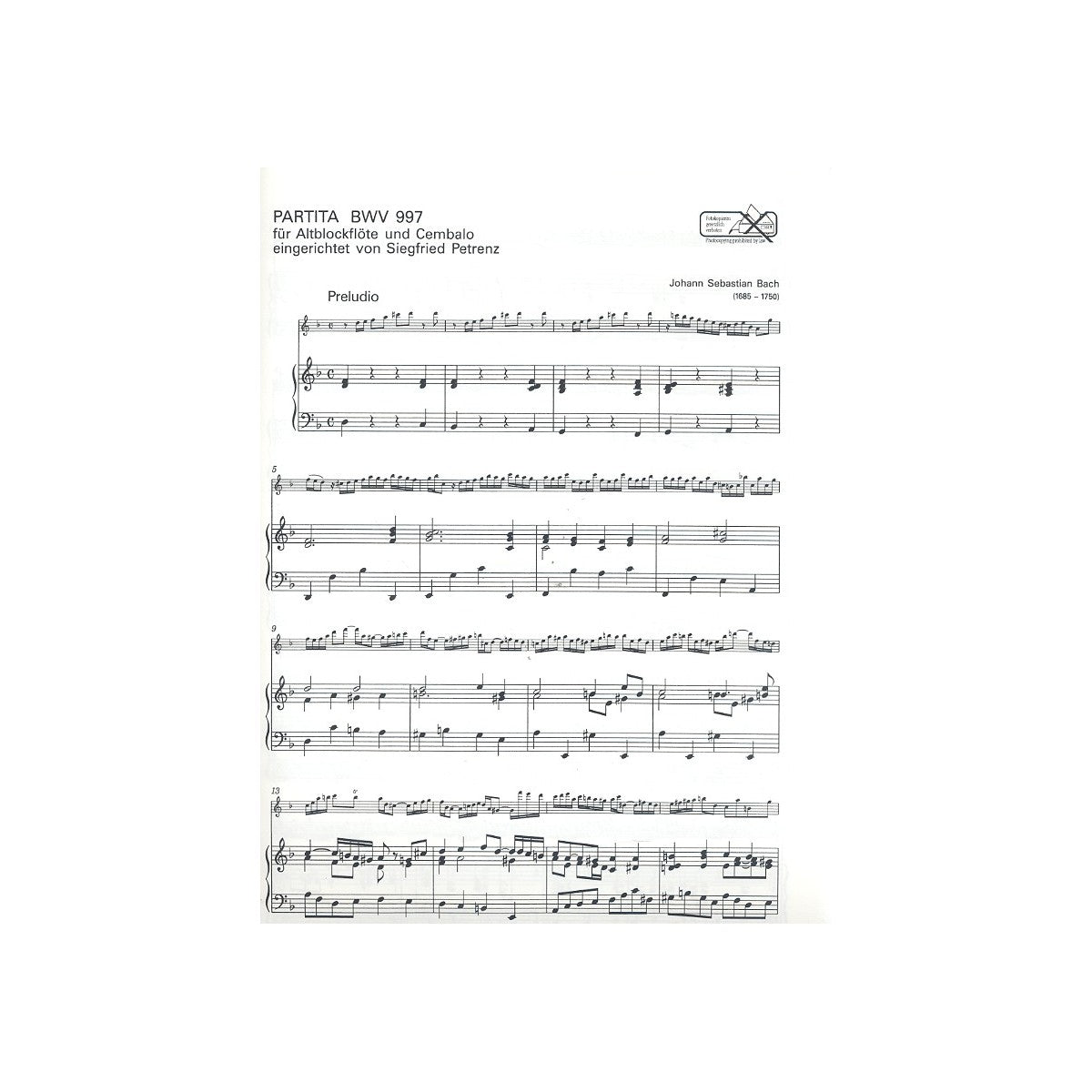 Bach, Partita BWV 997 View 1