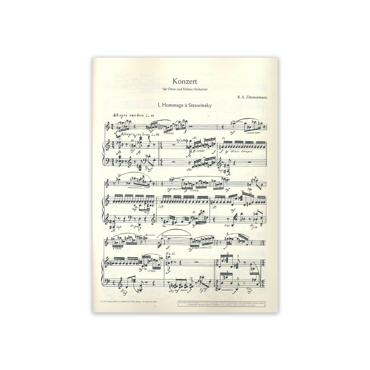 Zimmermann, Konzert