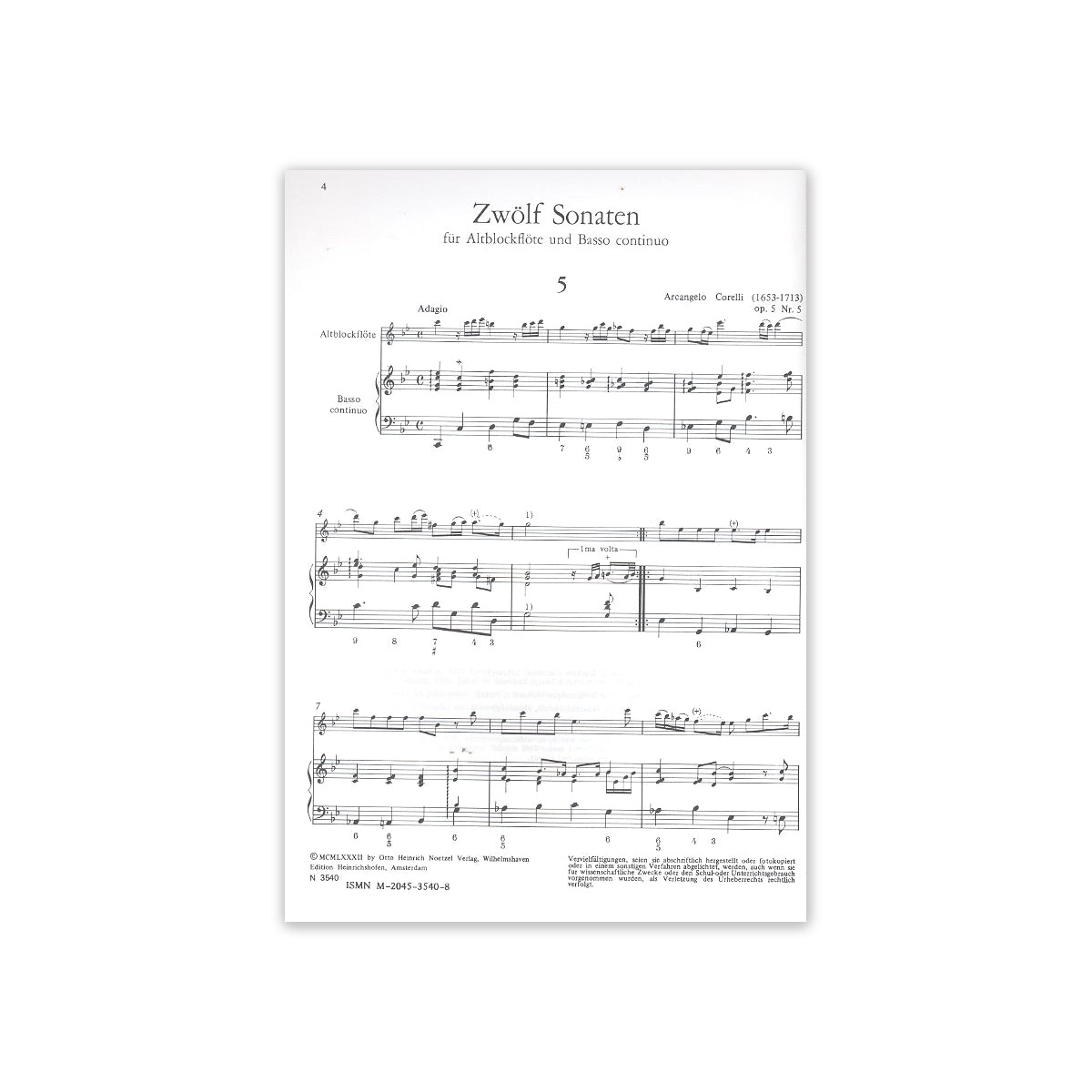 Corelli, 12 Sonaten op.5 Band 3 (Nr.5-6) View 1