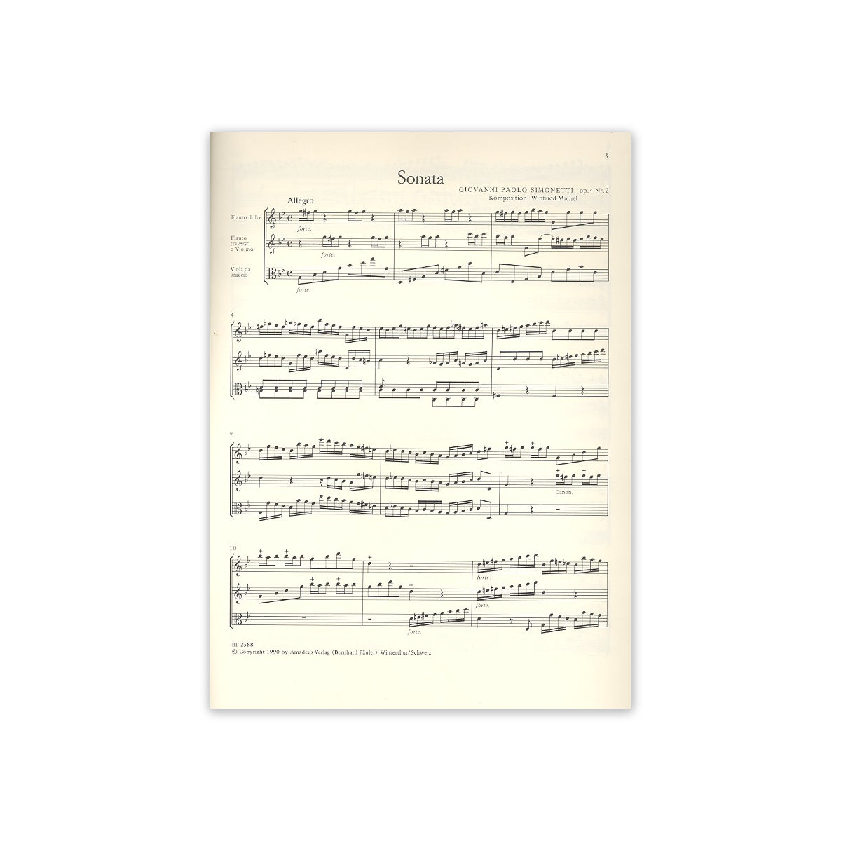 Simonetti, Sonate g-moll Altblfl.,Fl.,Va. View 1