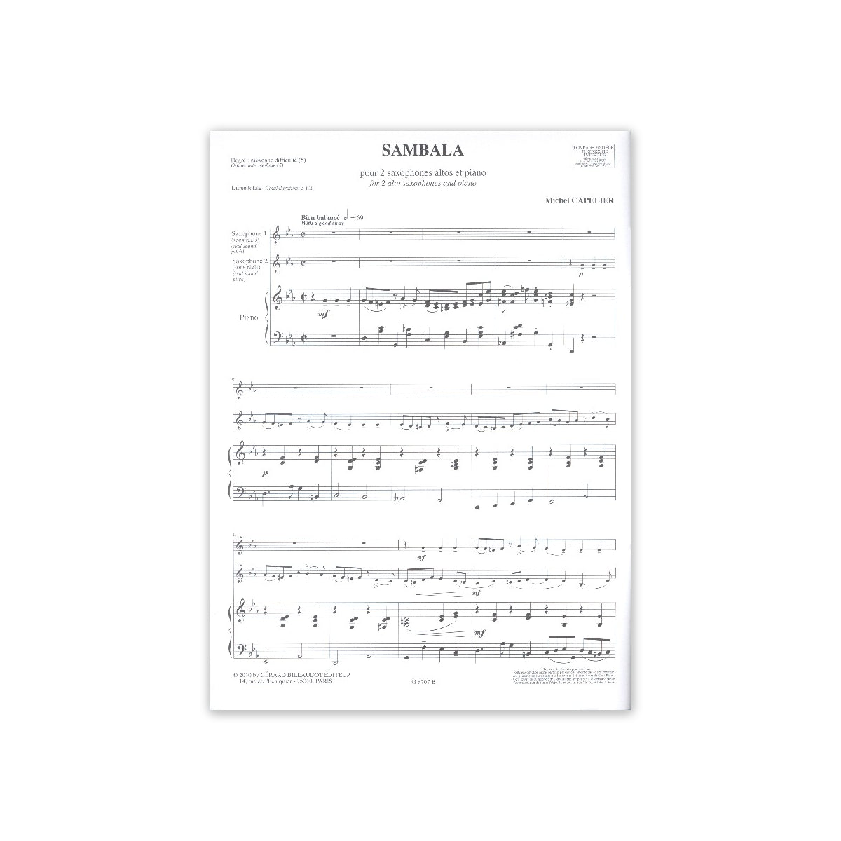 Capelier, Sambala - 2 Altsax & Klavier View 1
