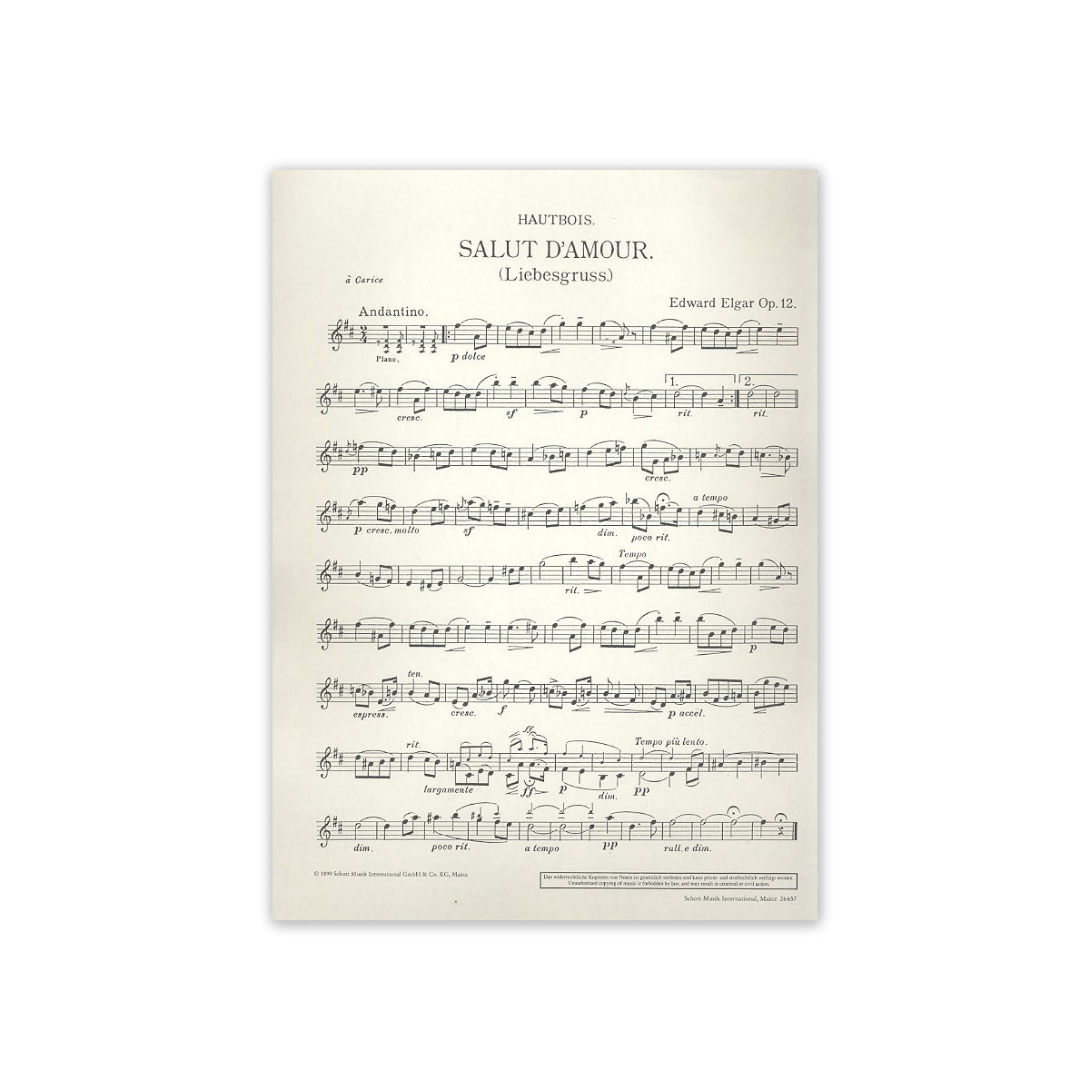 Elgar, Salut d'amour für Oboe & Klavier View 1