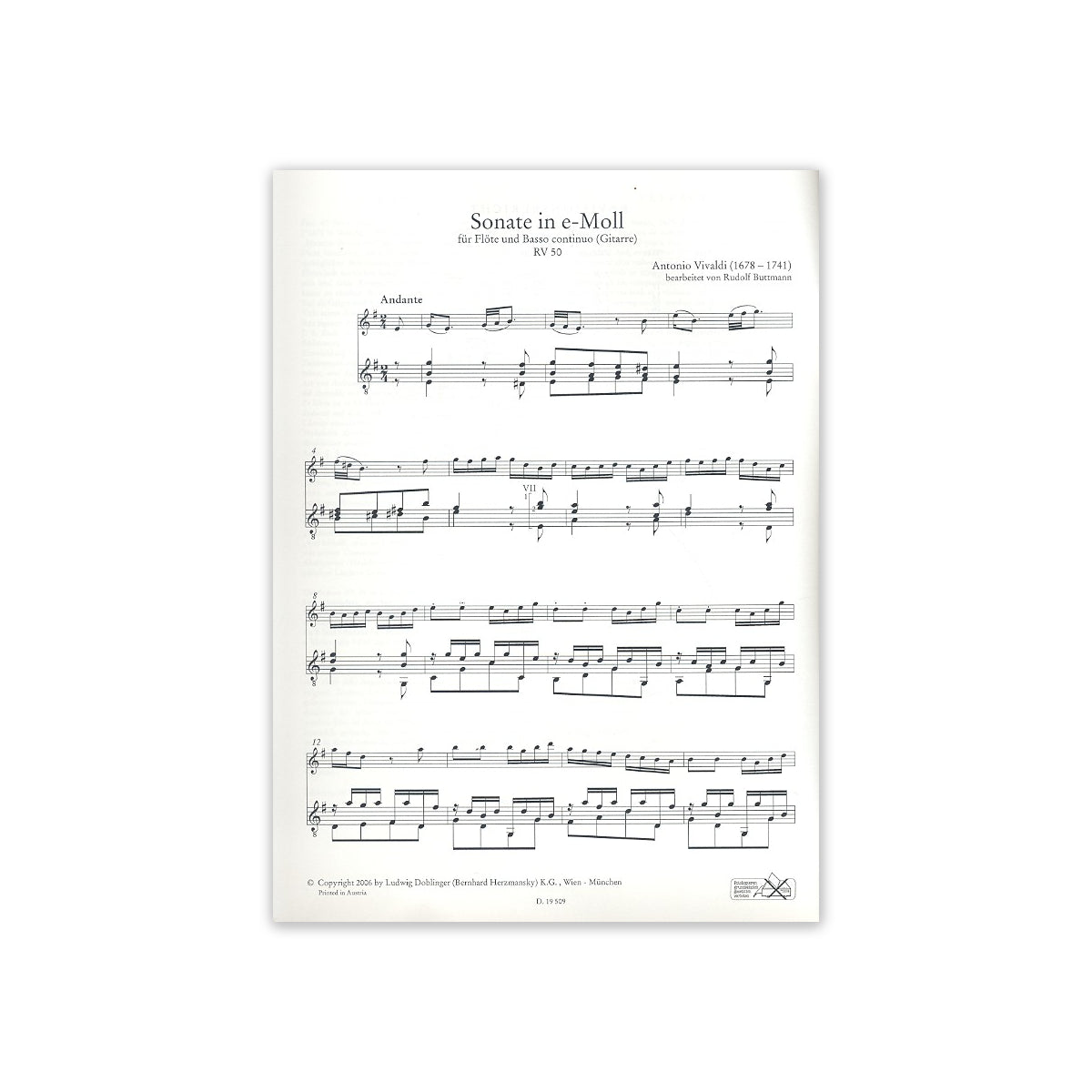 Vivaldi, Sonate e-Moll View 1
