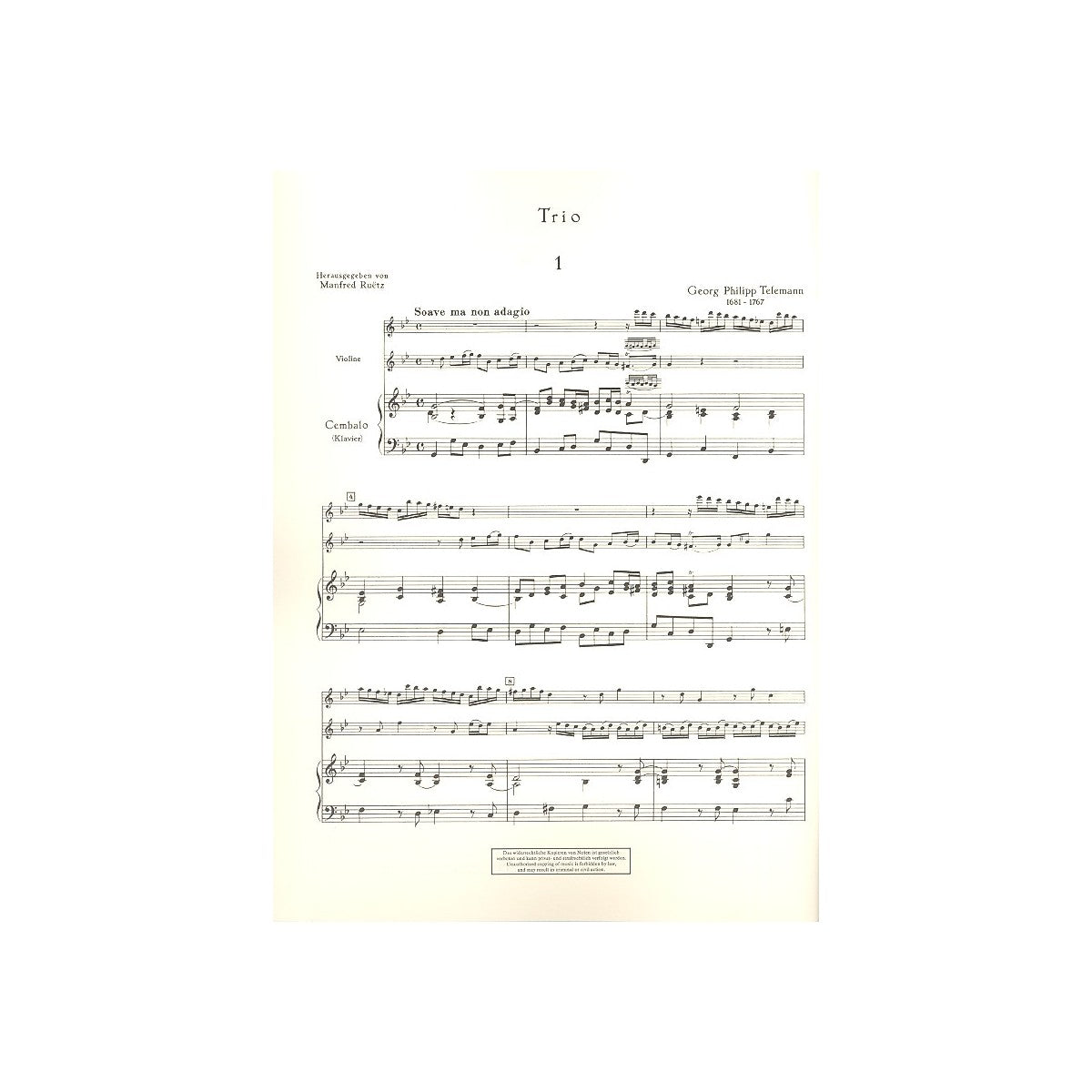 Telemann, Trio g-Moll - Altblfl.,Vl.,Cembalo View 2