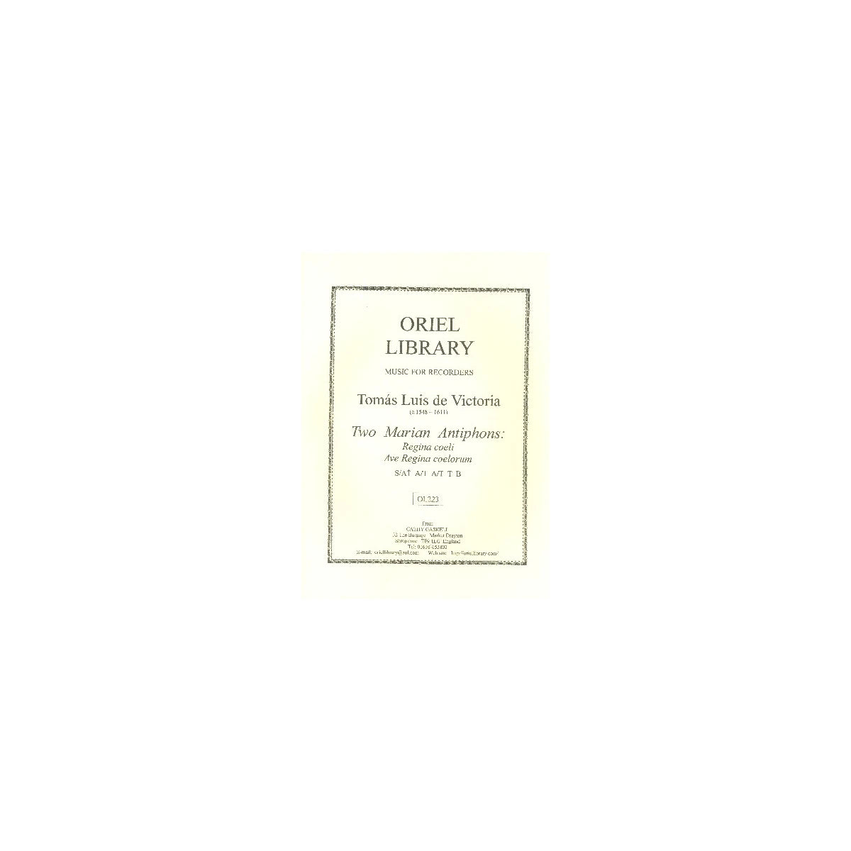de Victoria, 2 Marian Antiphons View 1