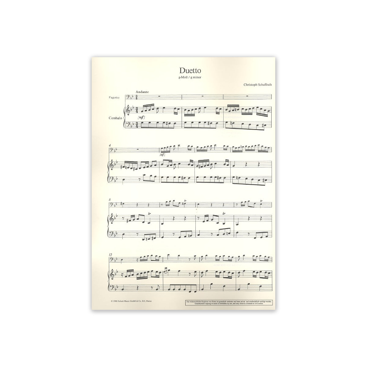 Schaffrath, Duett g-moll View 1