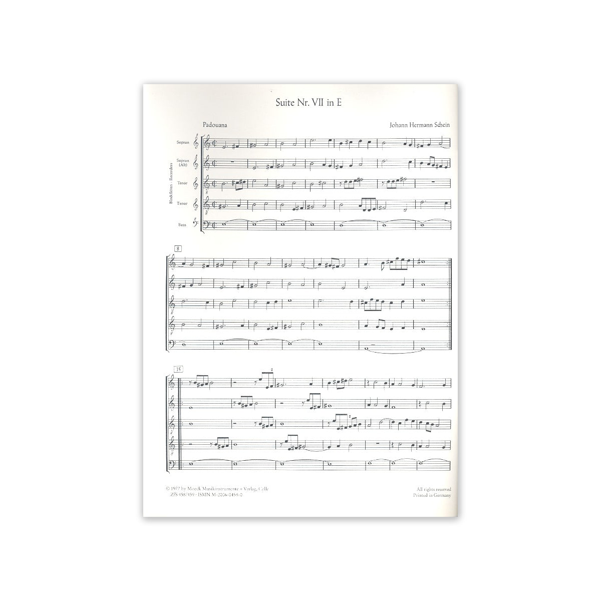 Schein, 2 Suiten aus Banchetto musicale