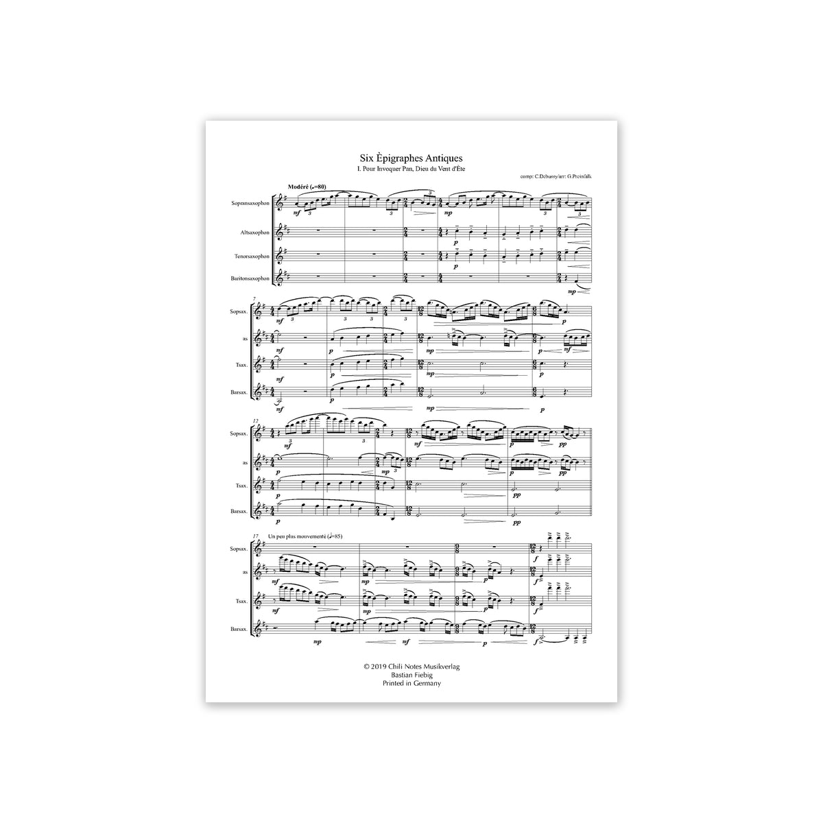 Debussy, Six epigraphes antiques