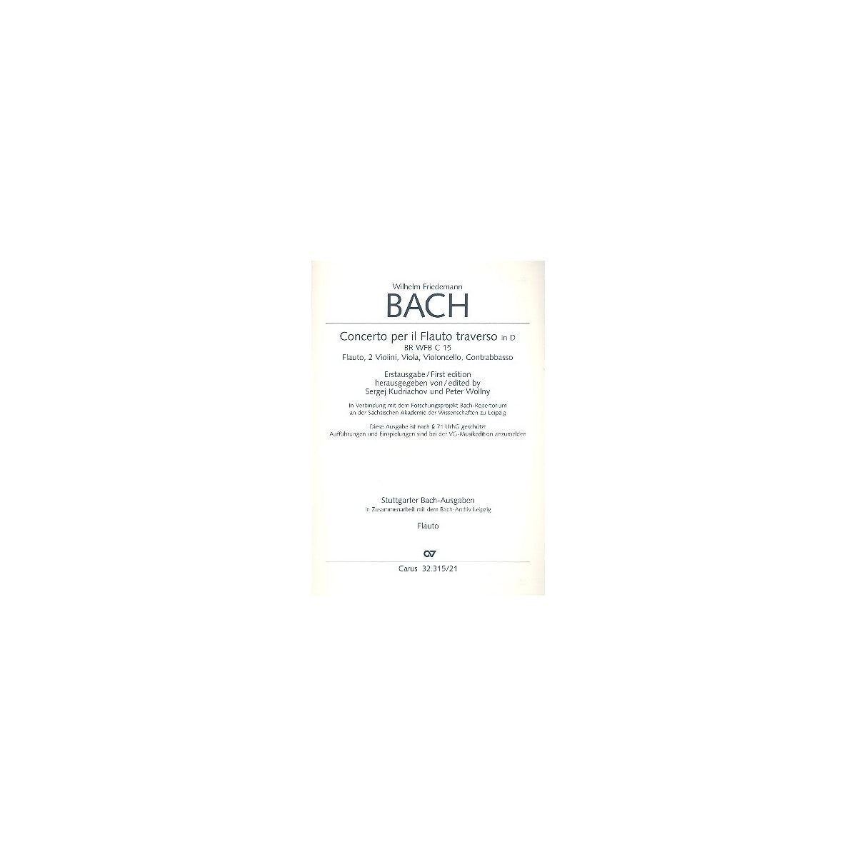 Bach W.Fr., Konzert D-Dur BRWFBC15 Flöte View 2