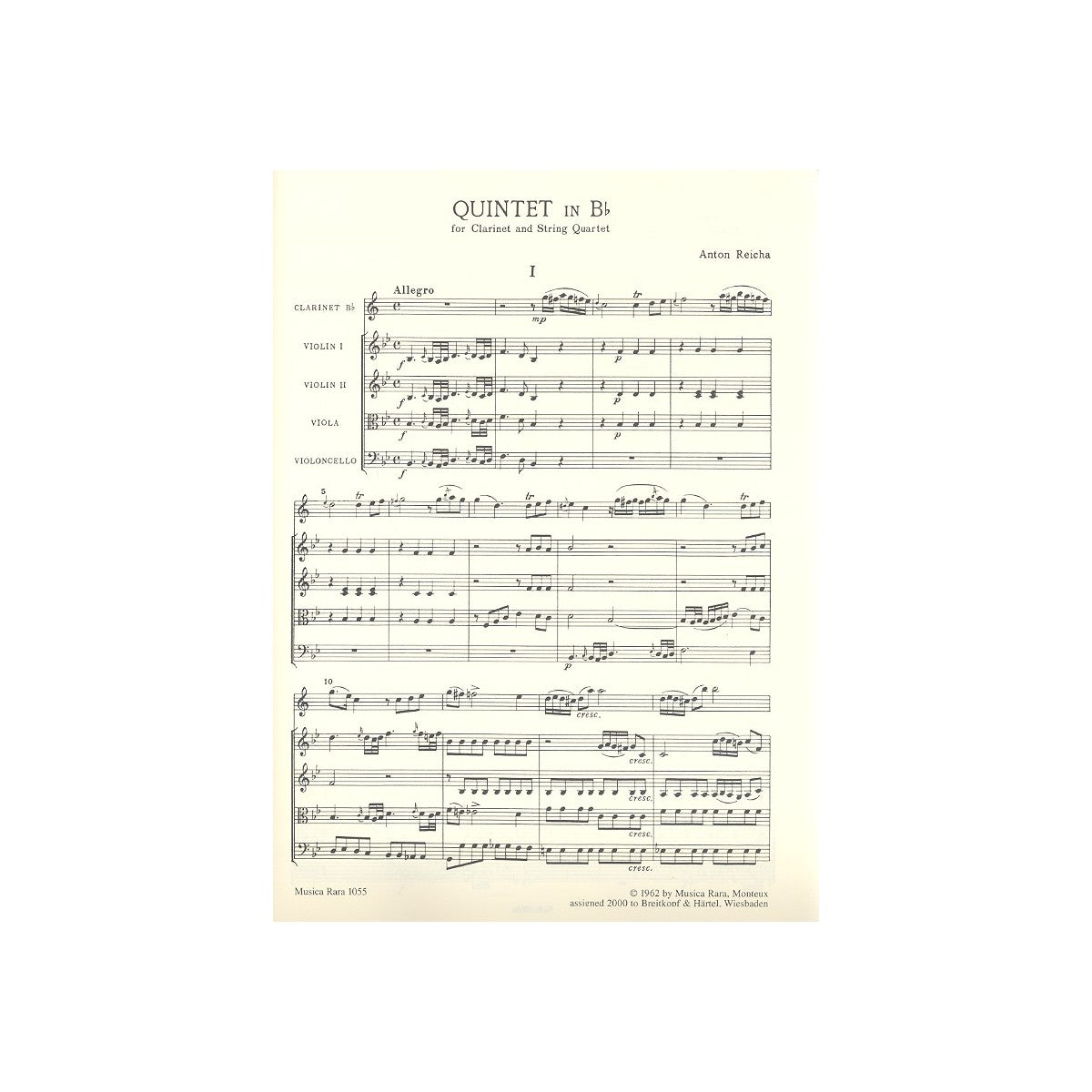 Reicha, Quintett B-Dur für Klar. & Str.-Quart View 1
