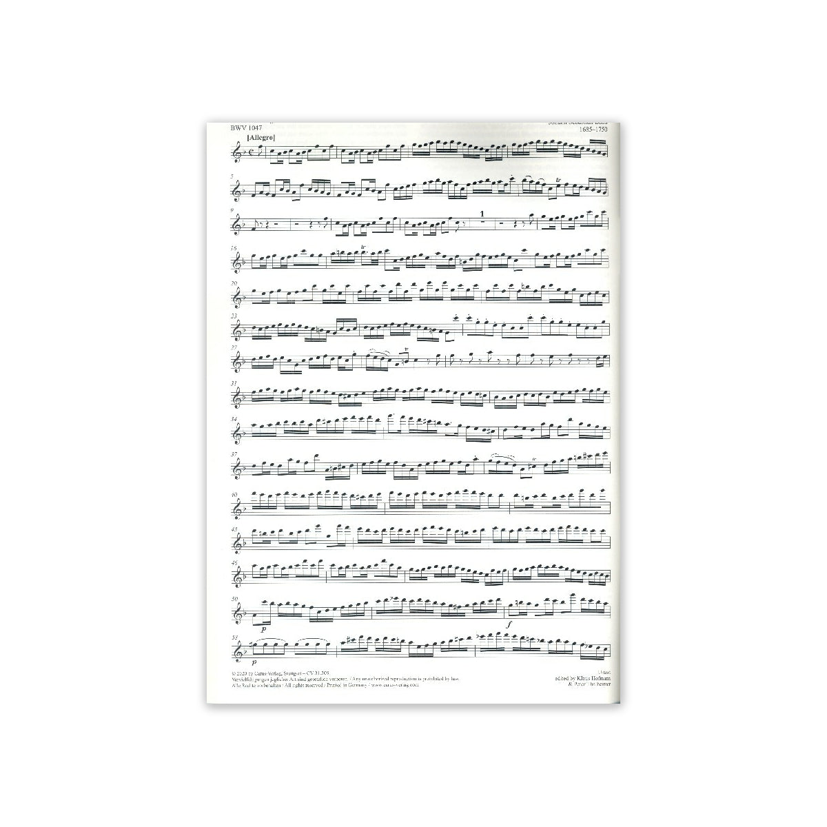 Bach, Die Blockflötenpart. BWV1047 1049 1057 View 1