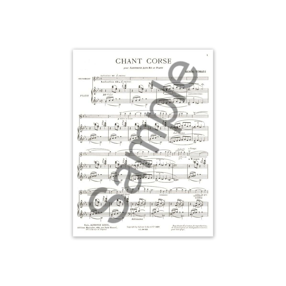 Tomasi, Chant corse