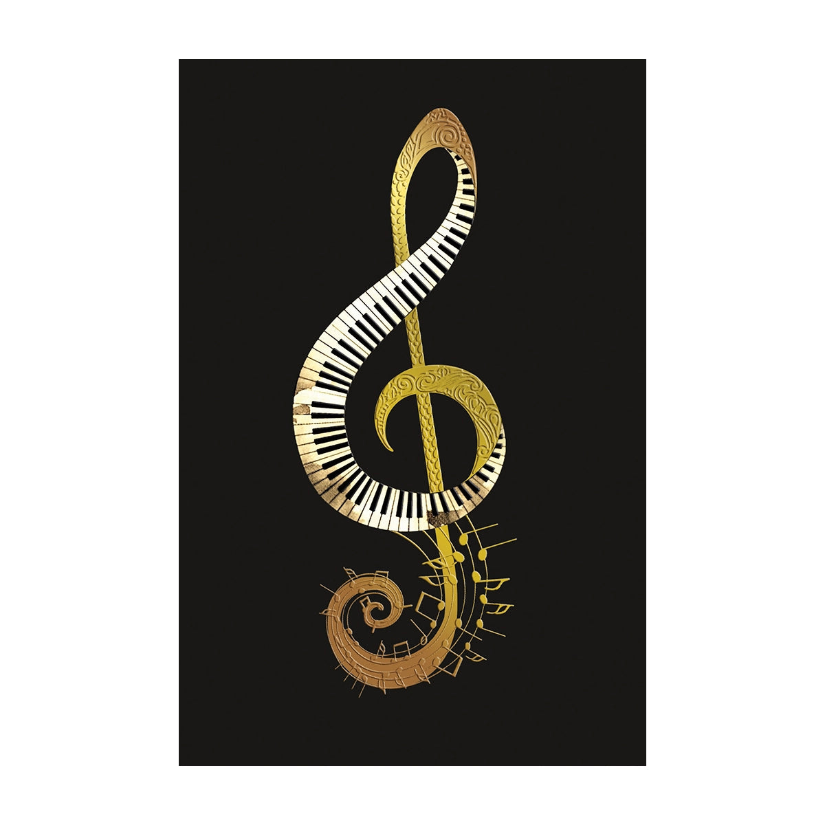 Postkarte Violinenschlüssel Gold View 1