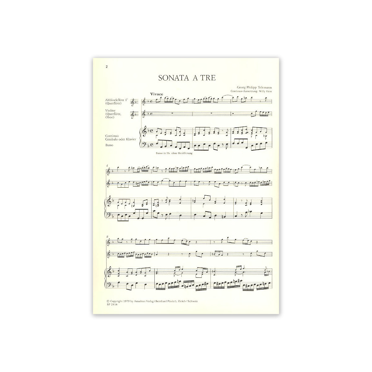 Telemann, Triosonate F-Dur Nr.26 TWV42:F6 View 1