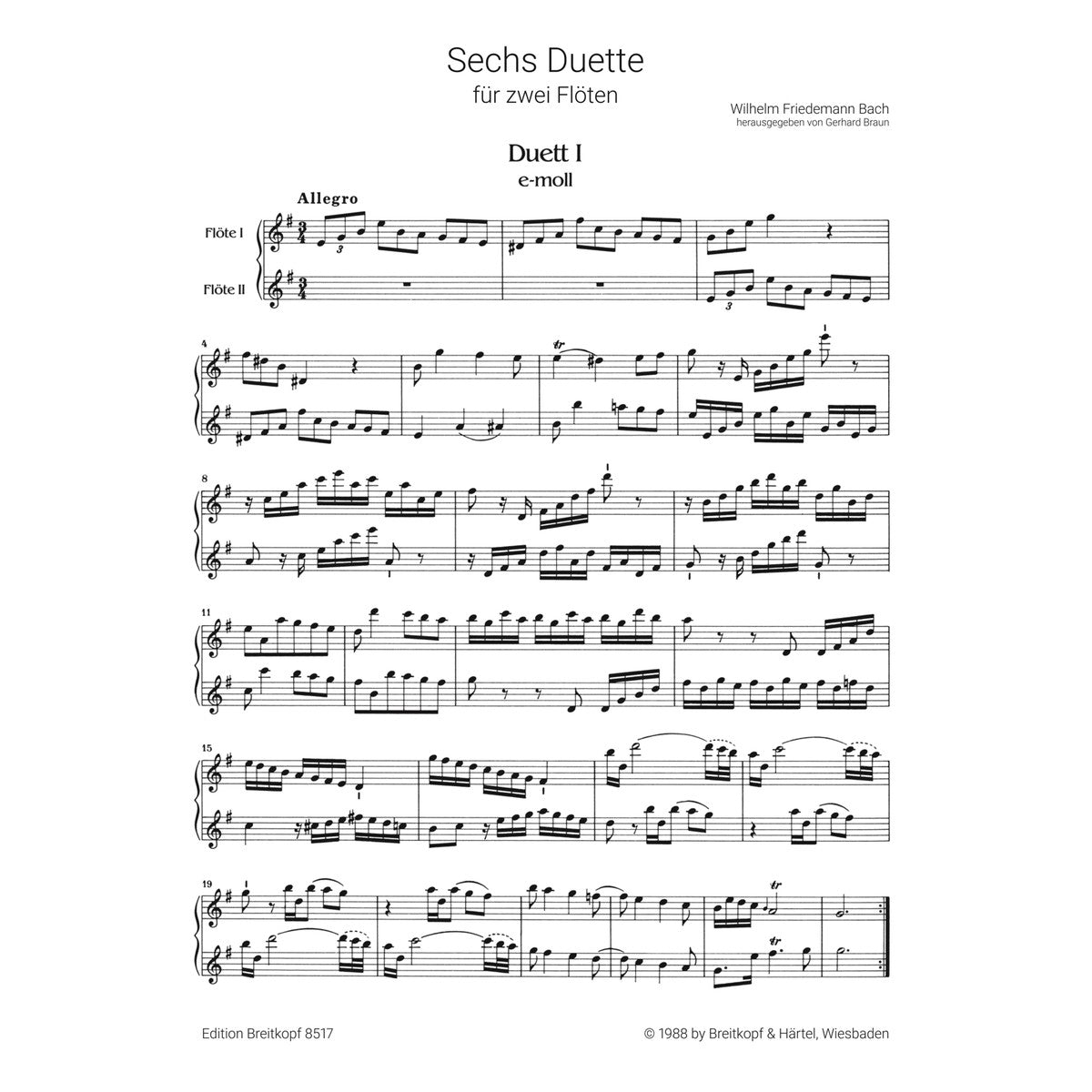 Bach W.Fr., Sechs Duette Heft 1 View 1