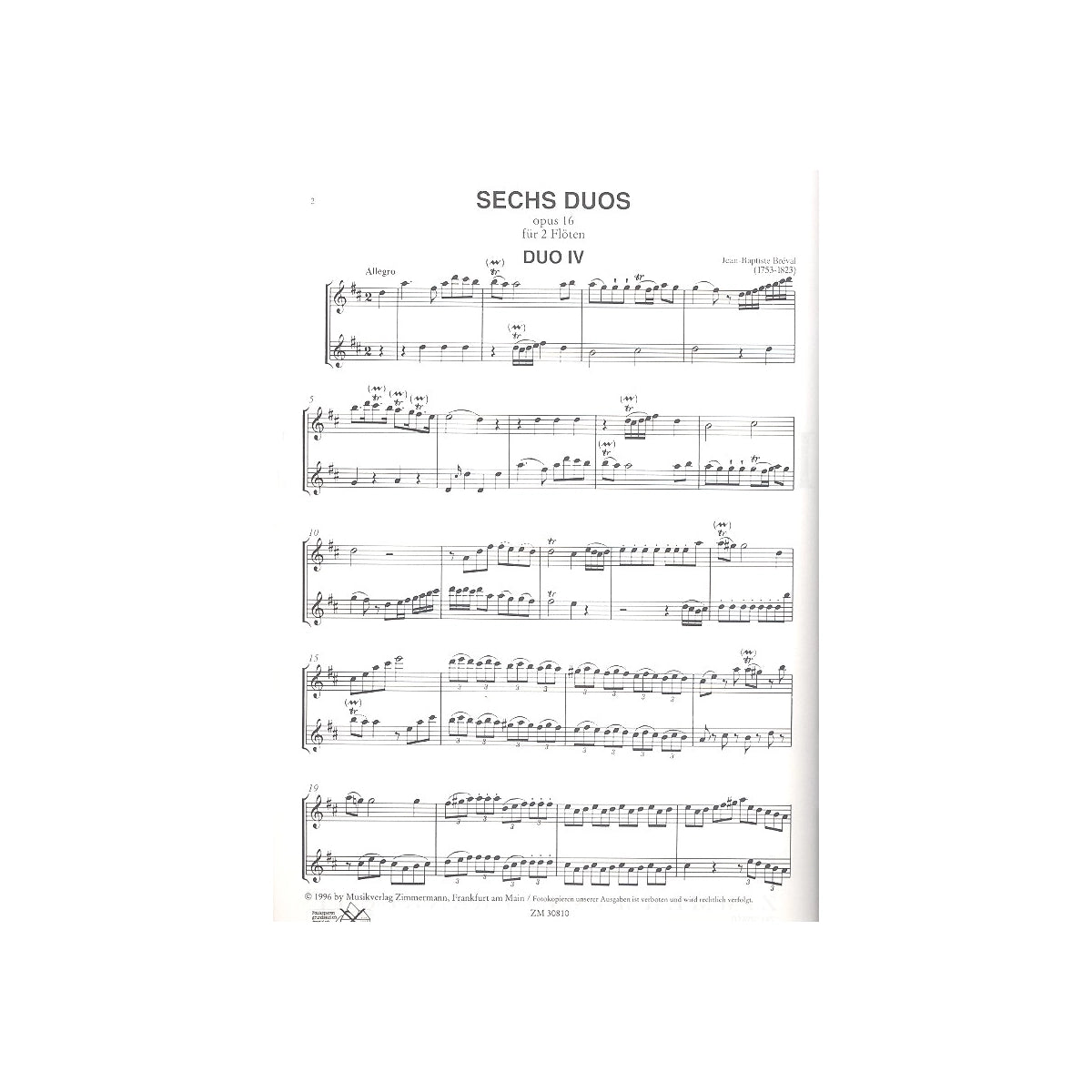 Bréval, Sechs Duos op.16, Heft 2