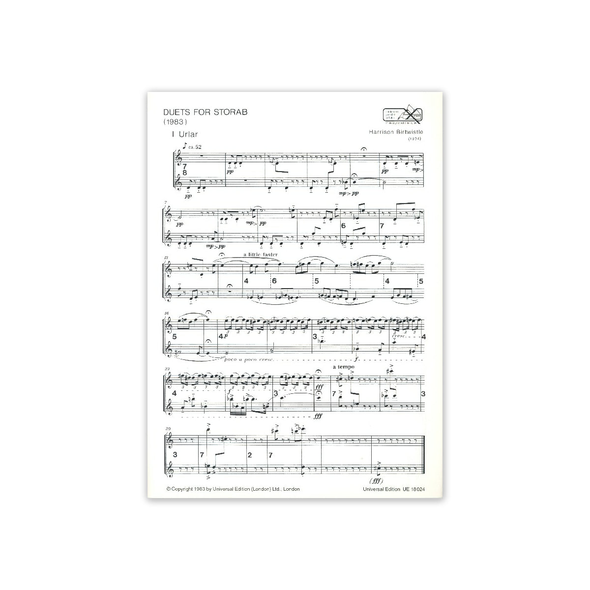 Birtwistle, Duets for Storab