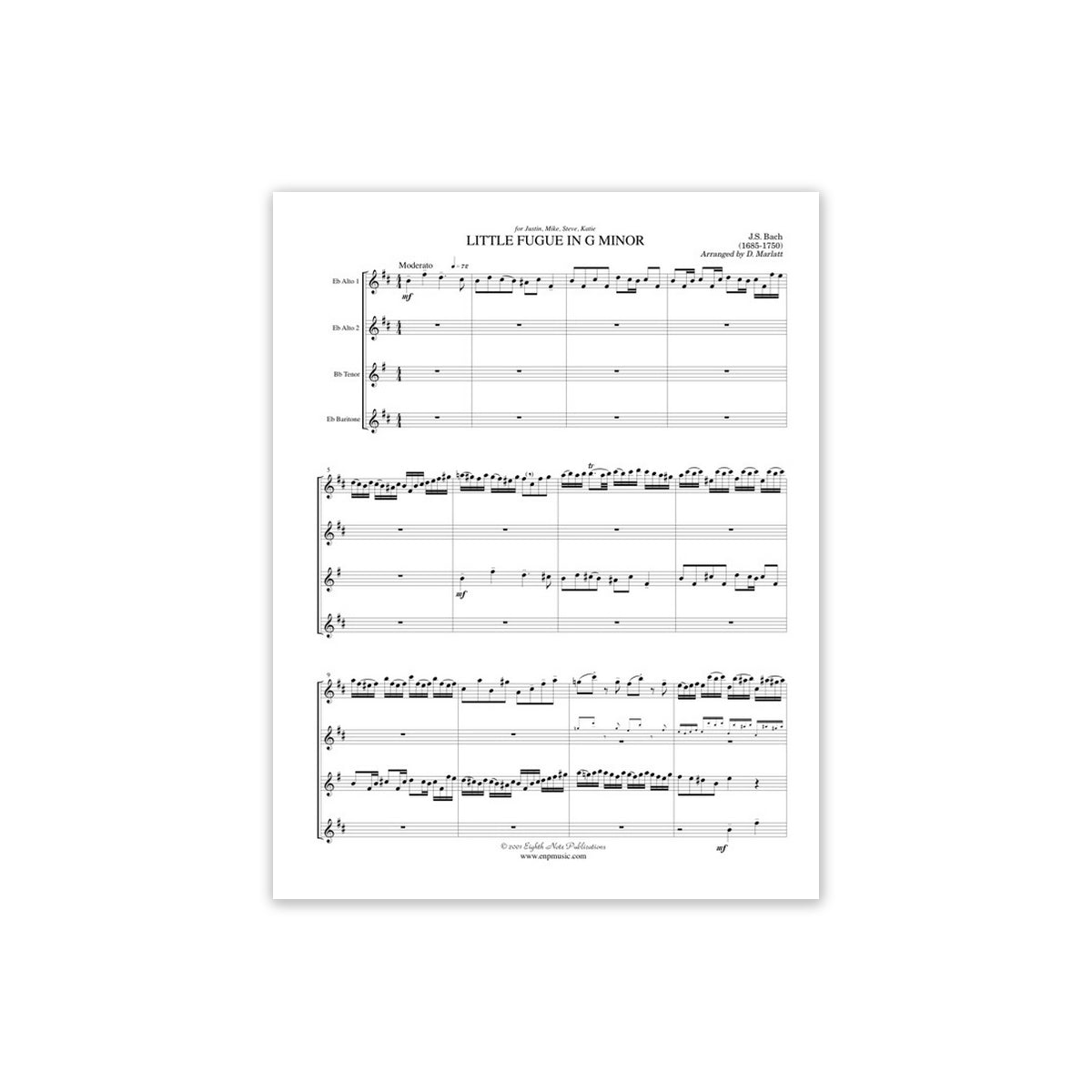 Bach, Little Fugue in g Minor (AATB) View 1