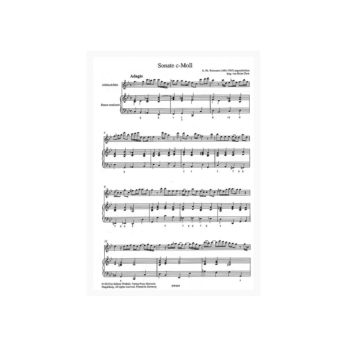 Telemann, Georg Philipp Sonate c-Moll für Alt View 2