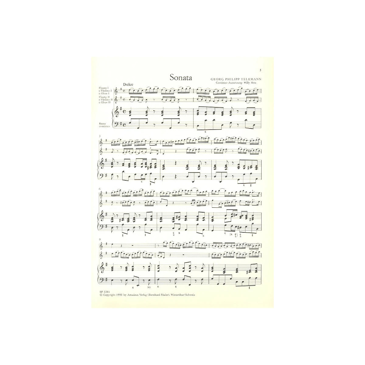 Telemann, Georg Philipp Triosonate G-Dur Nr.1 View 2