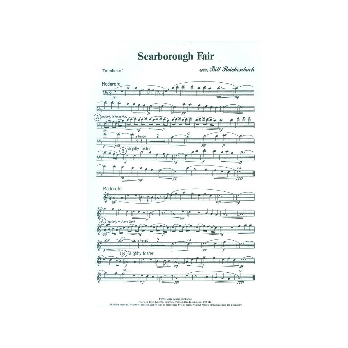 Scarborough Fair for 4 trombones score and pa View 1