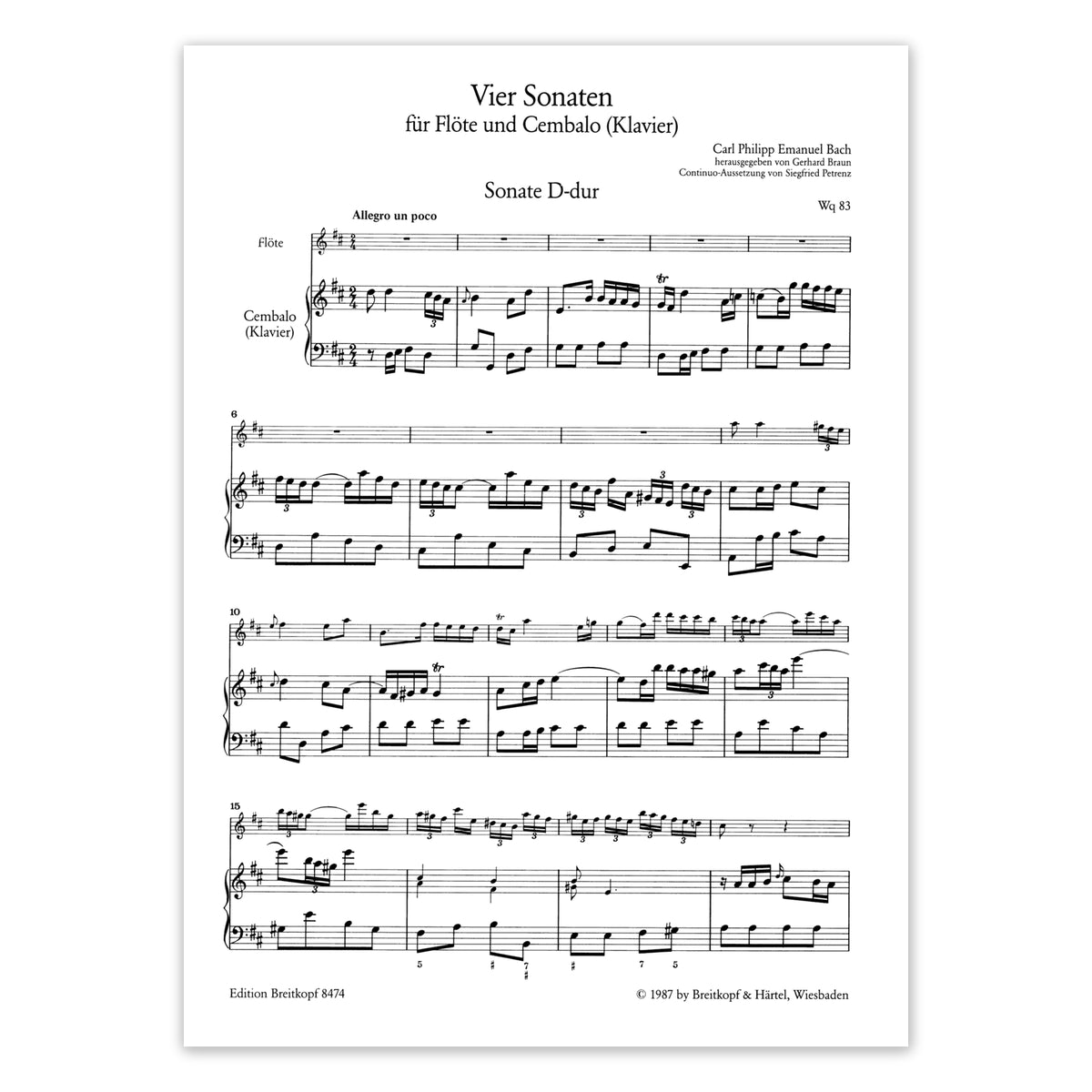 Bach, Carl Philipp Emanuel 4 Sonaten WQ83-86