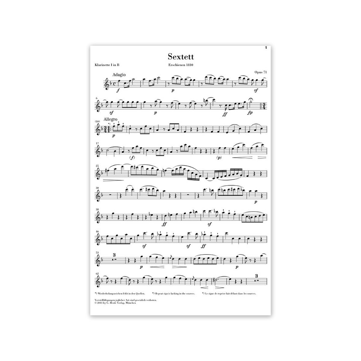 Beethoven, Ludwig van Sextett Es-Dur op.71 u