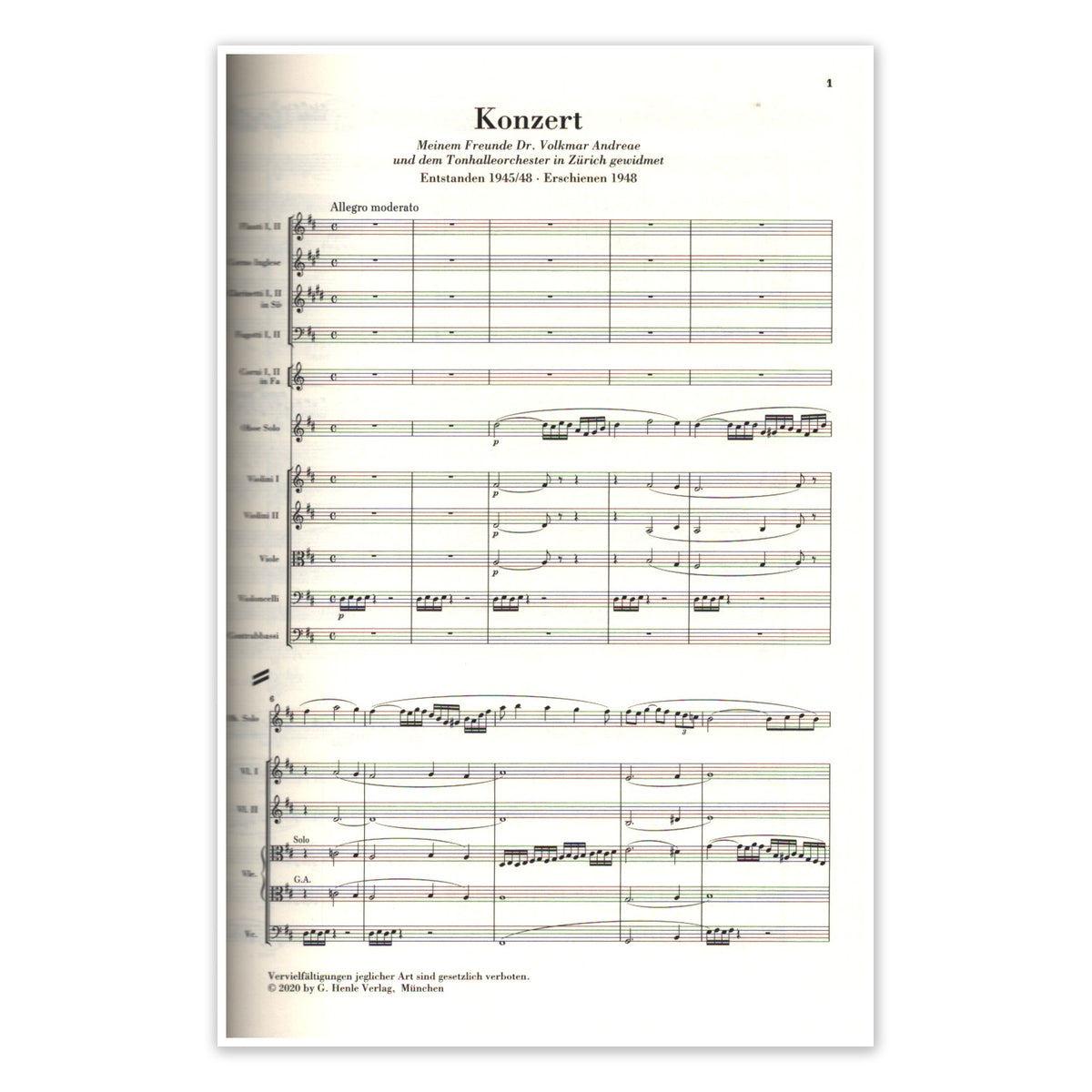 Strauss, Richard Konzert D-Dur für Oboe und O