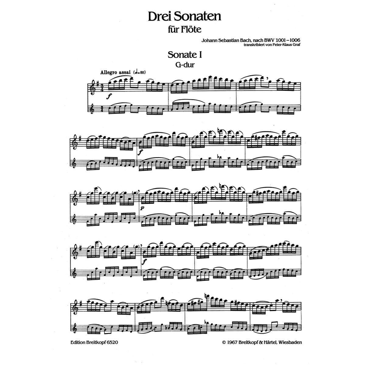 Bach, Drei Sonaten nach BWV 1001-1006