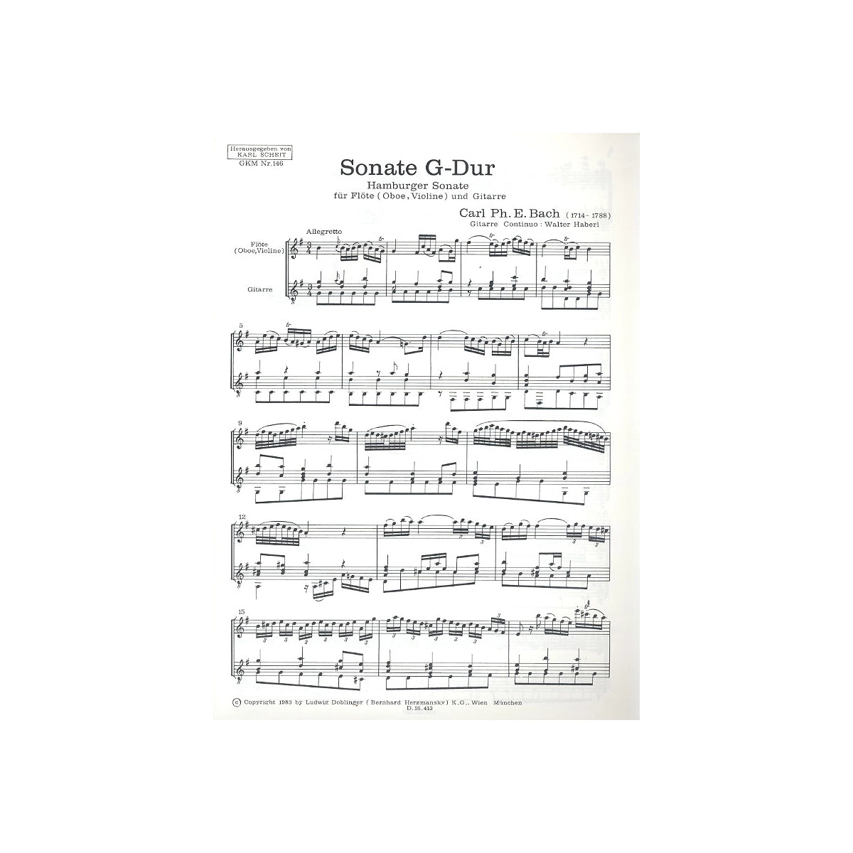 Bach C.Ph.E., Sonate G-Dur