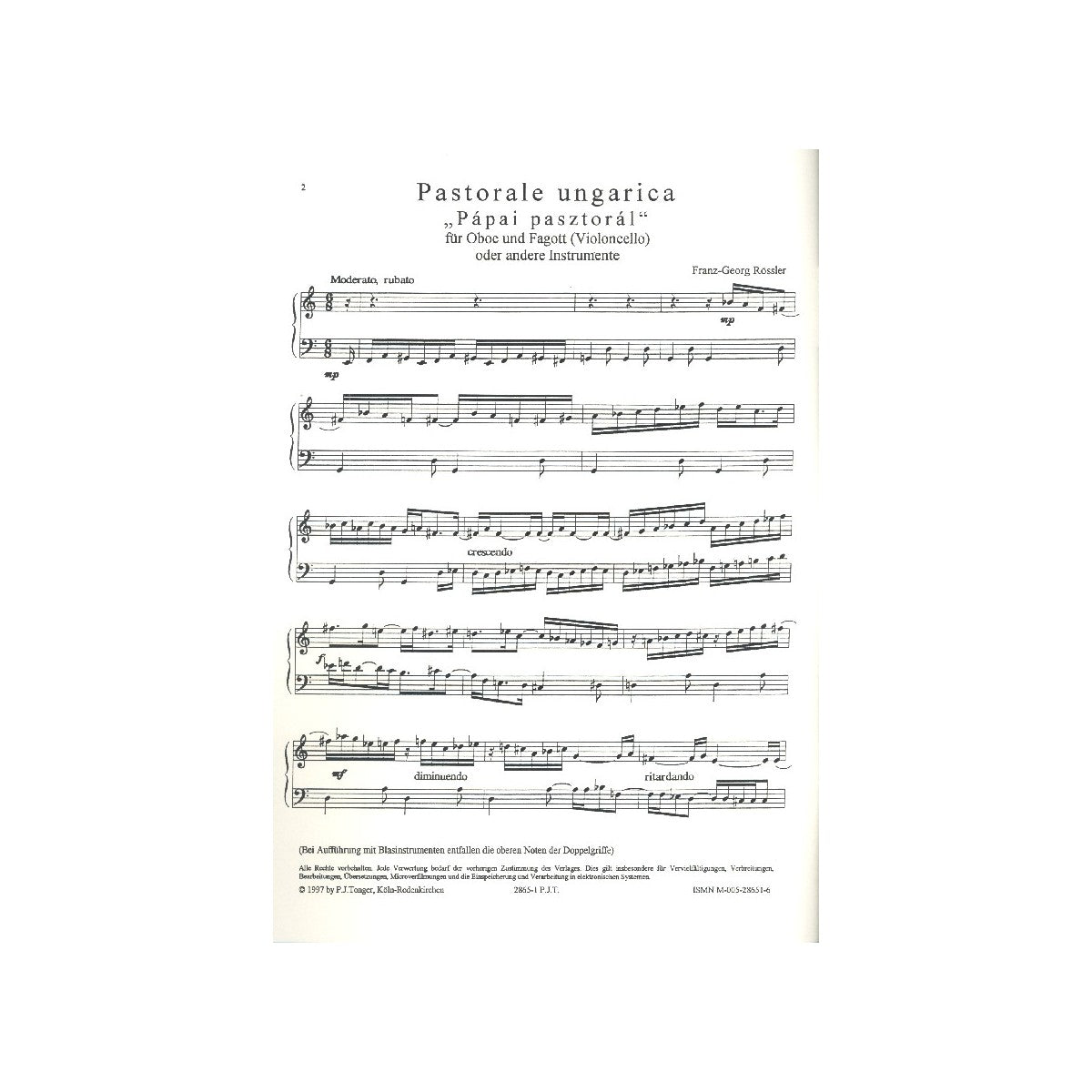 Rössler, Pastorale Ungarica - Oboe und Fagott View 1