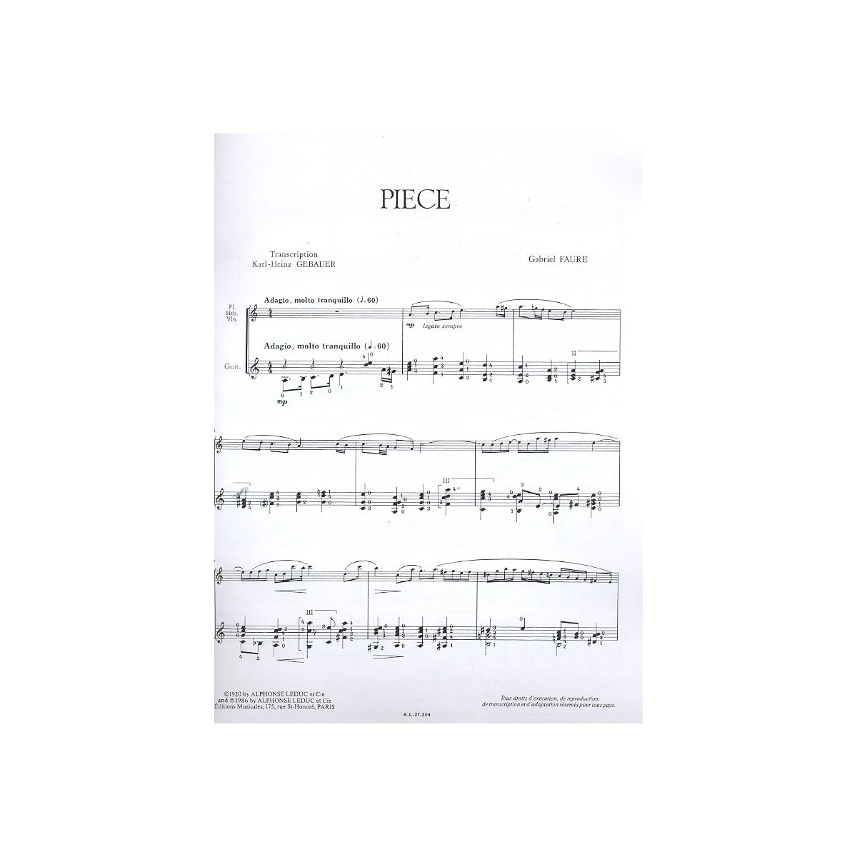 Fauré, Pièce View 2