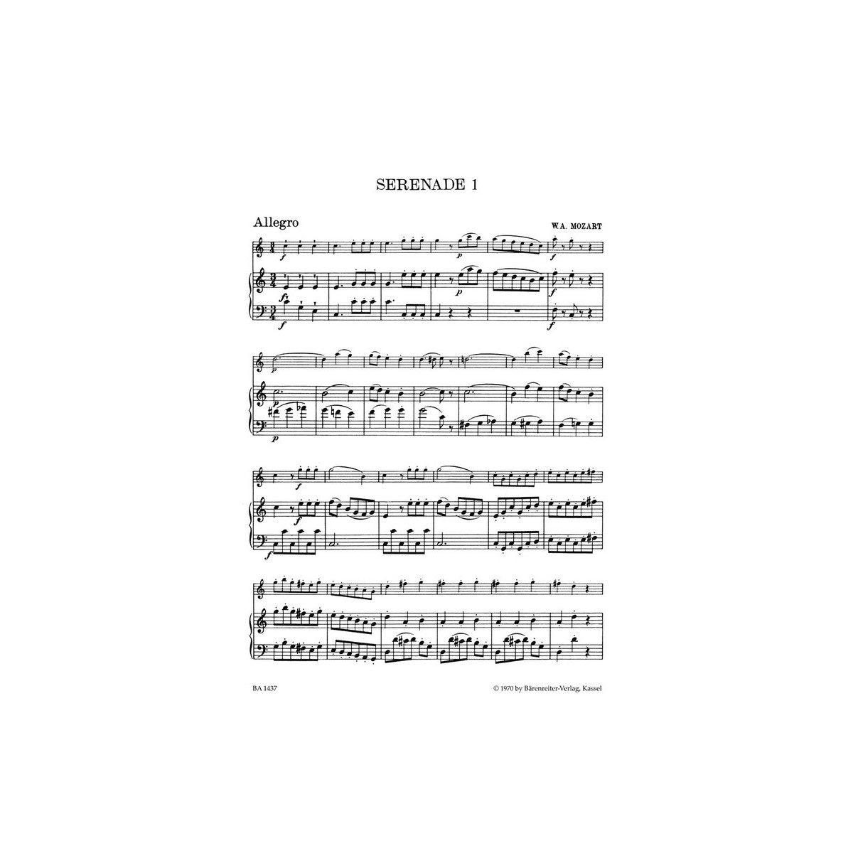 Mozart, Serenaden 1 für 3 Melodieinstr. View 1