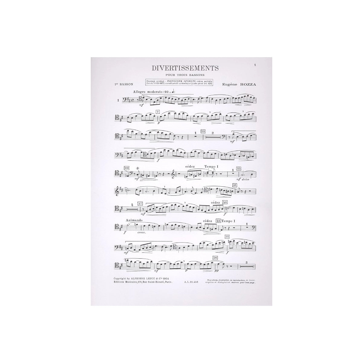 Bozza, Divertissements