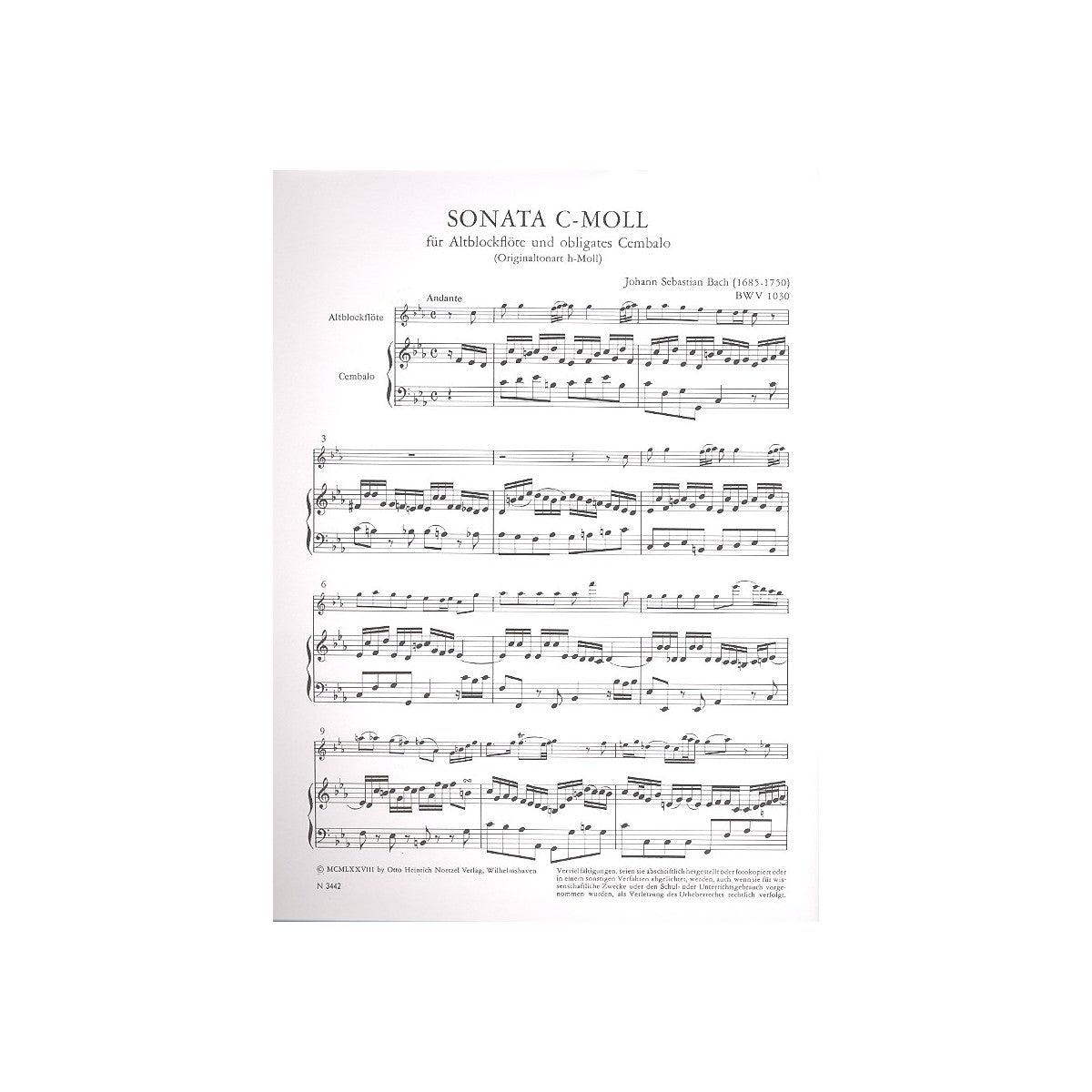 Bach, Sonate c-Moll BWV1030 View 2