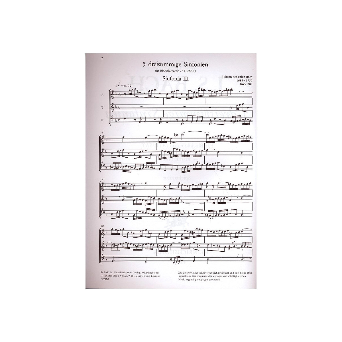 Bach, 5 dreistimmige Sinfonien View 2