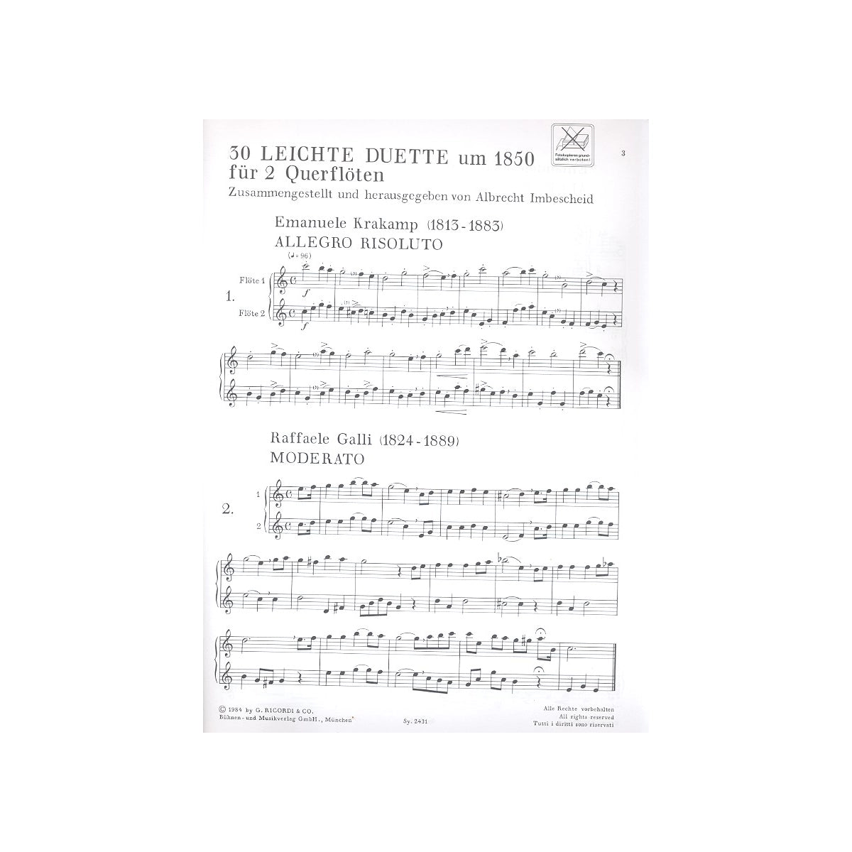 30 Leichte Duette um 1850