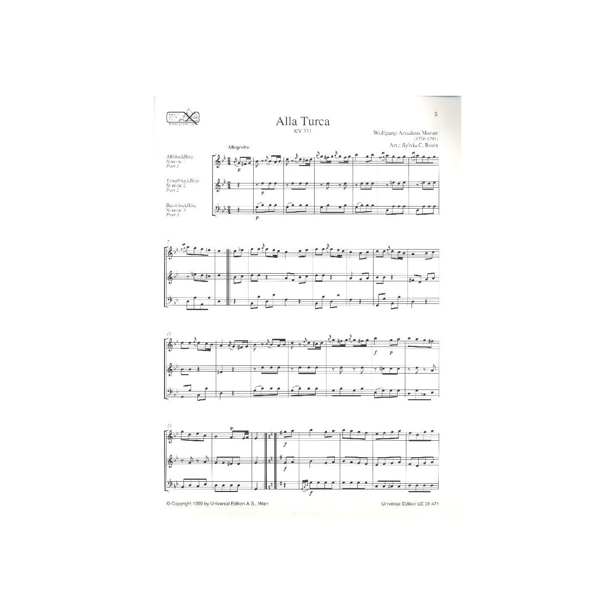 Mozart, Alla Turca/ Telemann, Presto View 1
