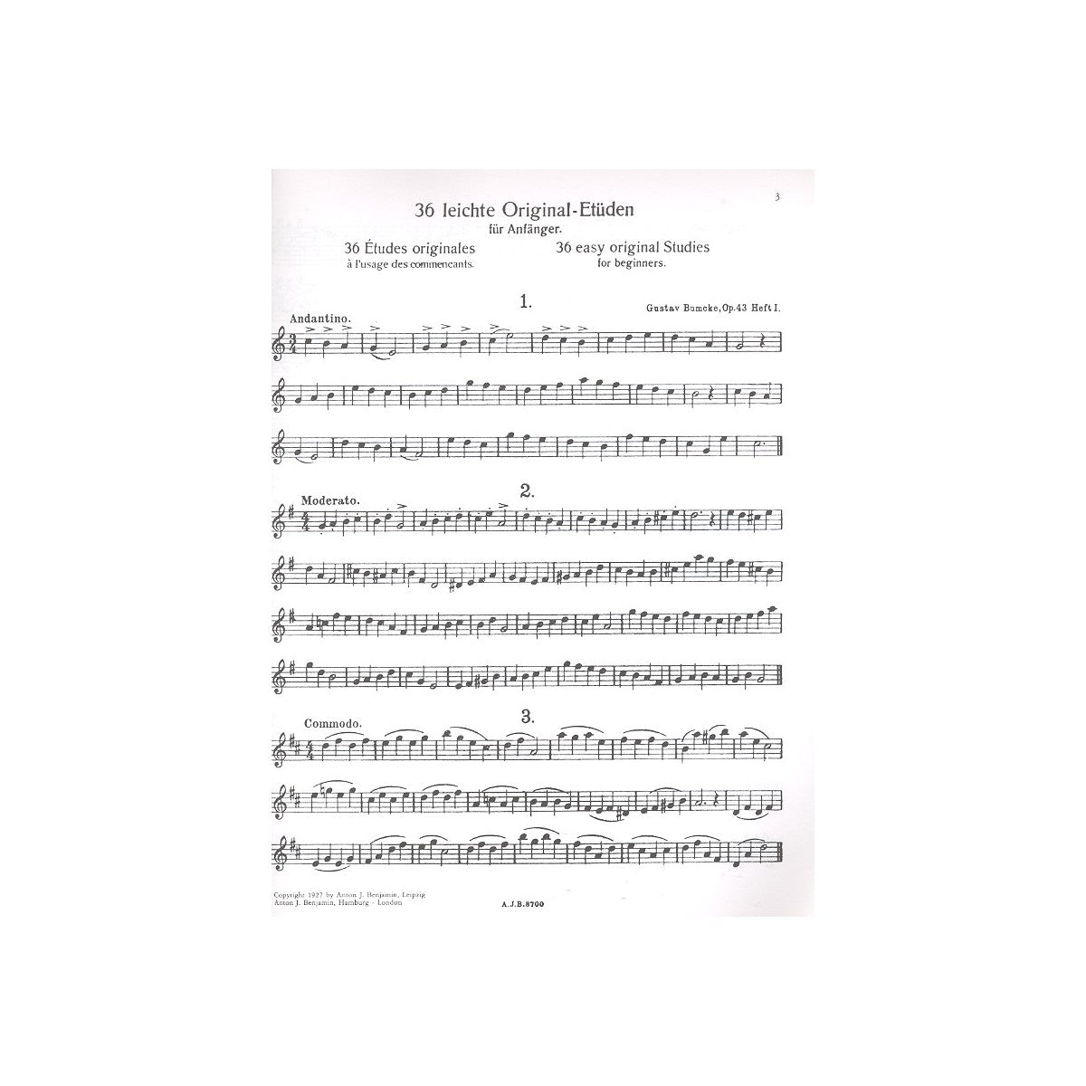 Bumcke, Sax Etüden op.43, Heft 1 View 1