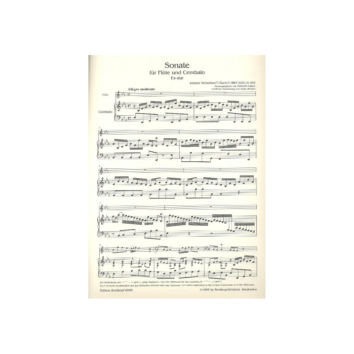Bach(?), Sonate Es-Dur BWV 1031