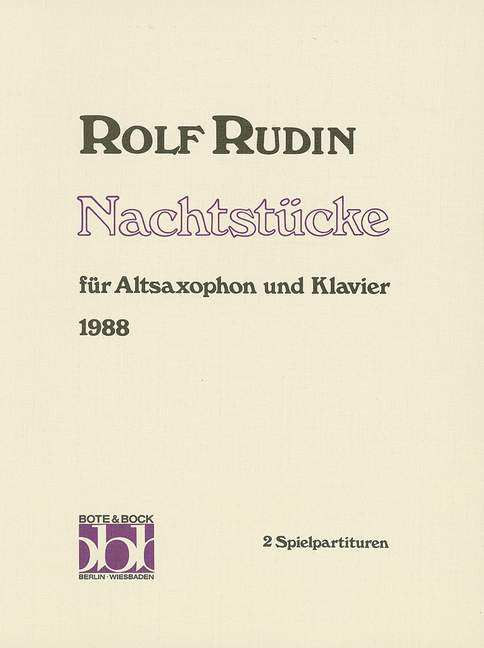 Rudin, Rolf NACHTSTUECKE : FUER ALTSAXOPHON U