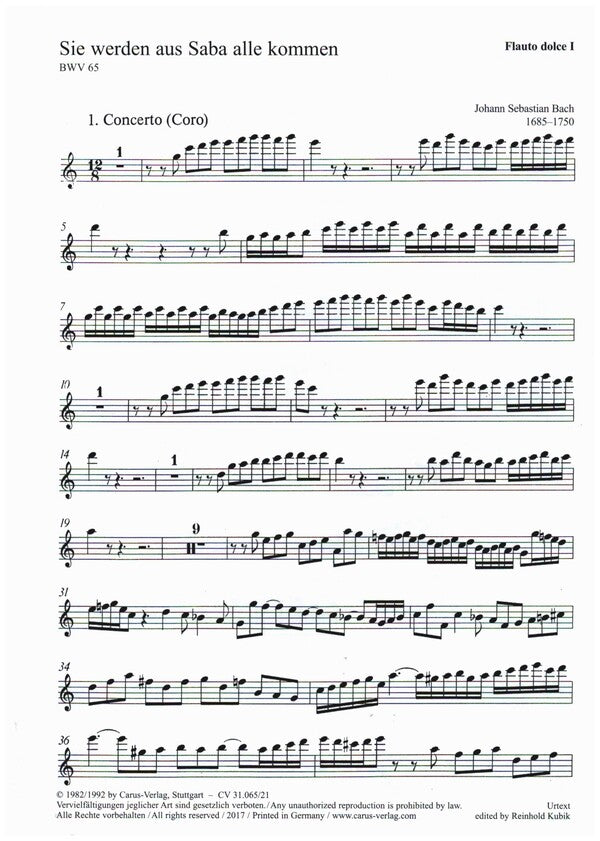 Bach, Sie werden aus Saba al