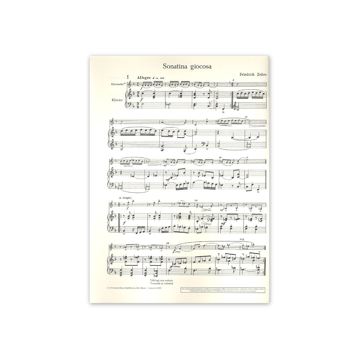Zehm, Sonatina giocosa