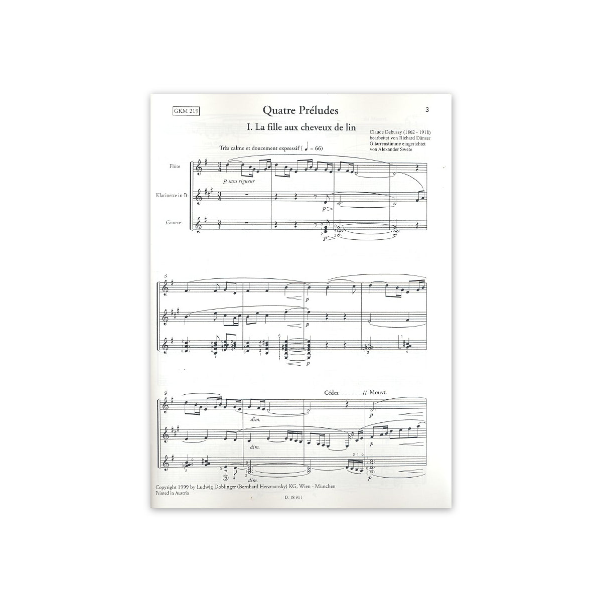 Debussy, 4 Preludes Fl.,Klar.& Git.