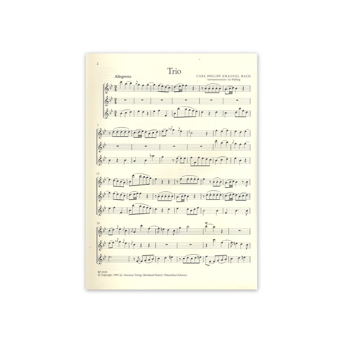 Bach C.Ph.E., Trio B-Dur WQ 85