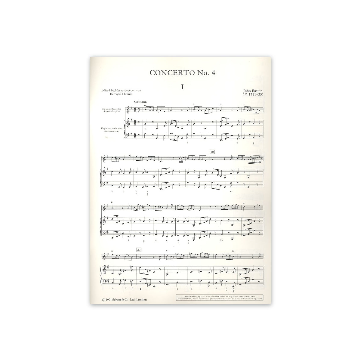 Baston, Konzert Nr.4, G-Dur