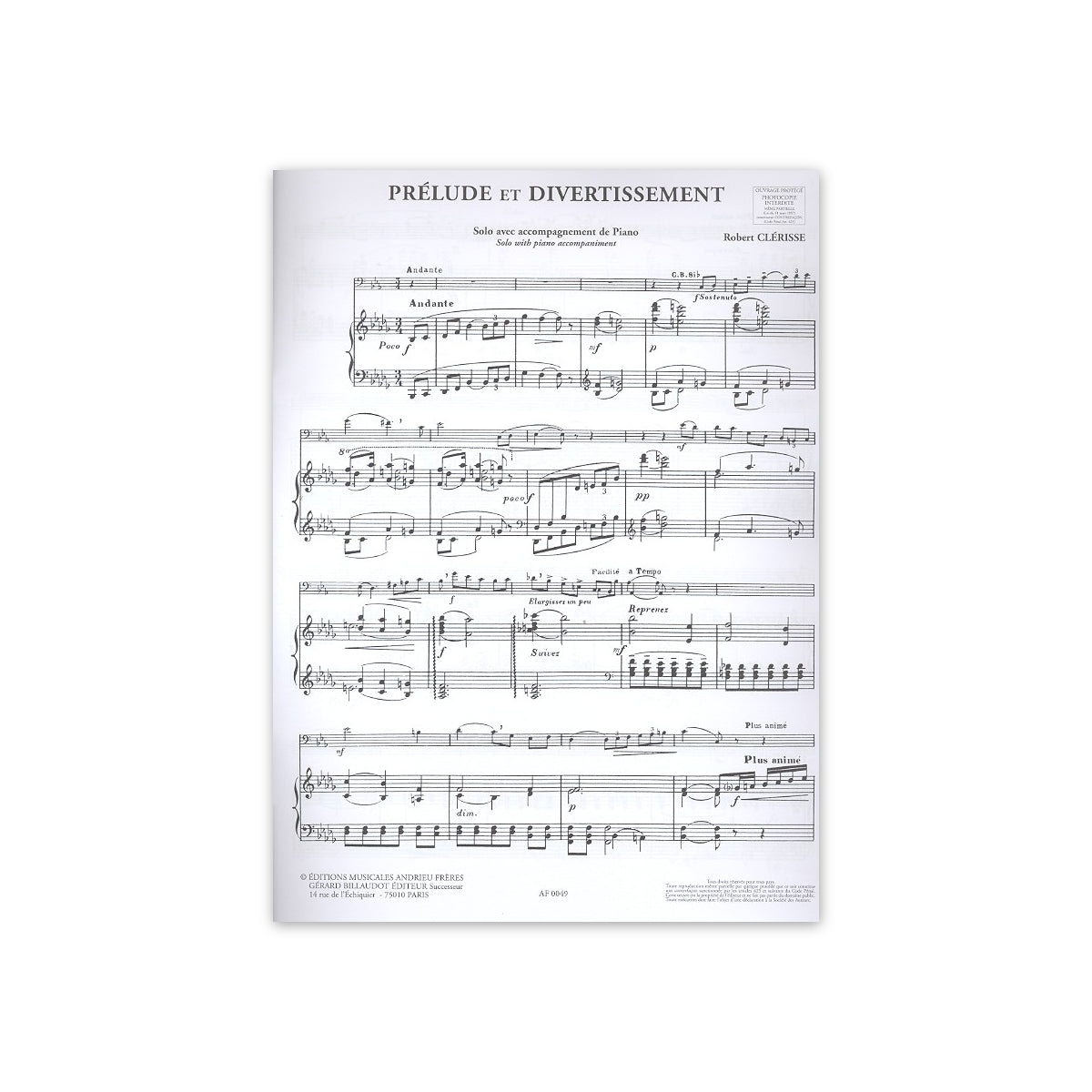 Clérisse, Prelude et Divert.-Tenorsax